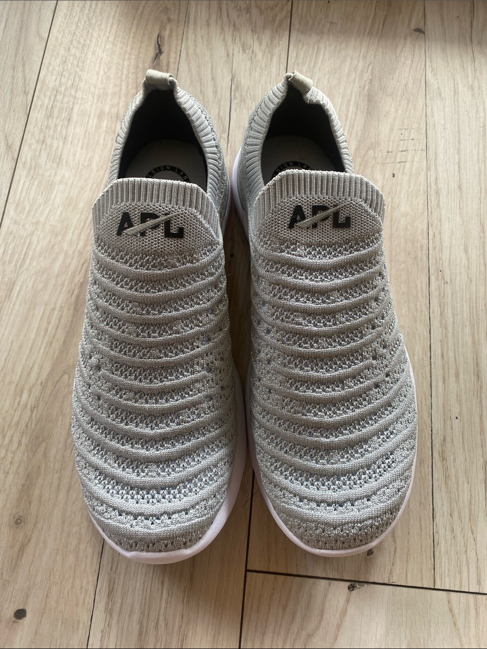 APL Slip-On Knit Sneakers in Light Gray